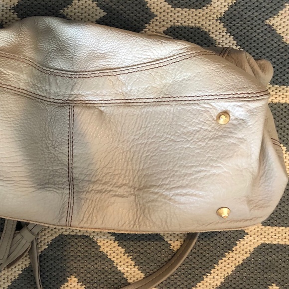 100% grey leather drawstring tote - Picture 11 of 11